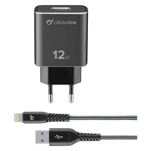 Cellularline Reislader kit 12W lightning Apple tetra force zwart