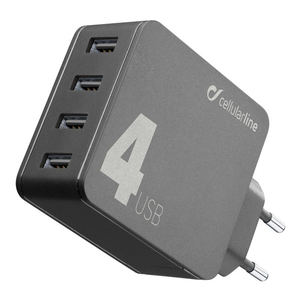 Reislader multipower 4 usb 42W zwart 