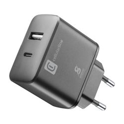 Cellularline Reislader Dual super fast charge 25W Samsung usb-a naar usb-c zwart