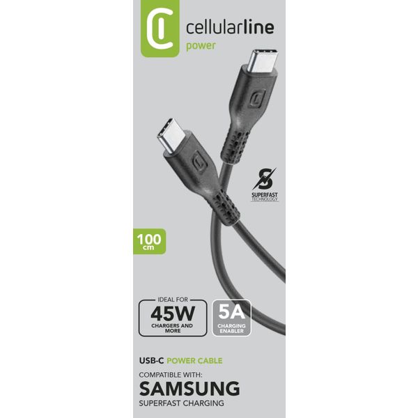 Cellularline Kabel USB-C naar USB-C 5A 1m zwart