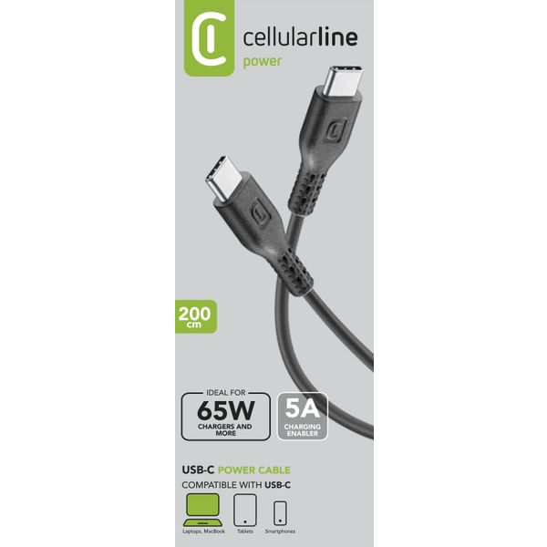 Cellularline Kabel USB-C naar USB-C 5A 2m zwart