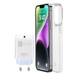 iPhone 14 Starter Kit Charger USB-C 20W blanc + housse 