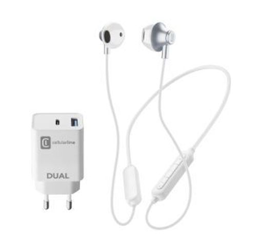 iPhone kit chargeur 20W + BT headset blanc  Cellularline