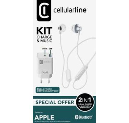 iPhone kit chargeur 20W + BT headset blanc  Cellularline