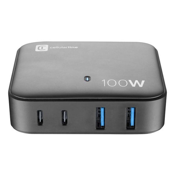 Cellularline Multipower Magnus 100W lader 2x USSB 18W 2x USB-C PD Zwart