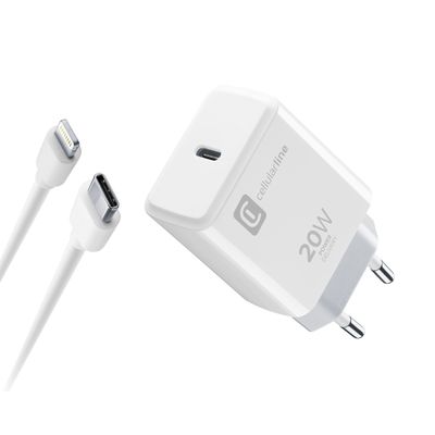 Reislader USB-C-opladerset 20W USB-C naar Lightning iPhone 8 of later  Cellularline