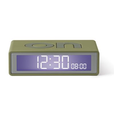 Flip+ Travel Clock Omkeerbare wekker Kaki  Lexon