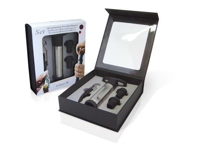 Set tire-bouchon + pompe à sous vide boîte cadeau