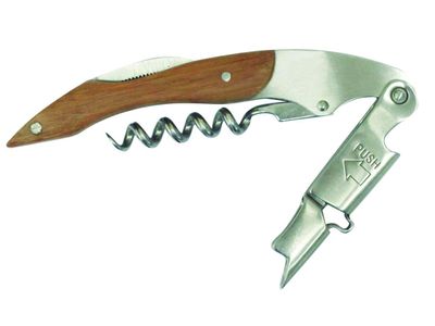 Kelnersmes/Kurkentrekker met bamboe handgreep