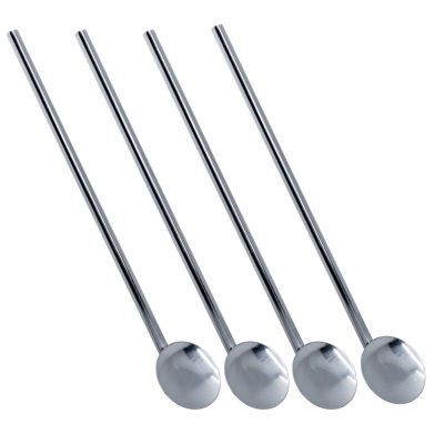 Pailles en inox avec cuillère cocktail 4pcs. + brosse 