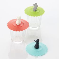 Dotz Couvercle en silicone Animals vert, bleu ou rouge ø 10.5cm H 6.5cm 