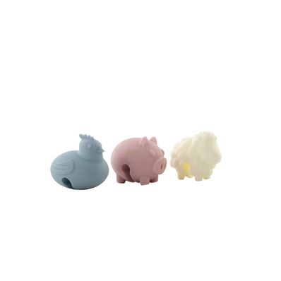 Set van 3 stoomaflaters uit silicone kip, varken en schaap 3.8x2.5x3.2cm 