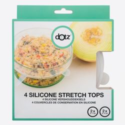 Dotz set van 4 silicone vershouddeksels transparant 2x ø 11cm, 2x ø 14cm