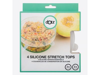 set van 4 silicone vershouddeksels transparant 2x ø 11cm, 2x ø 14cm