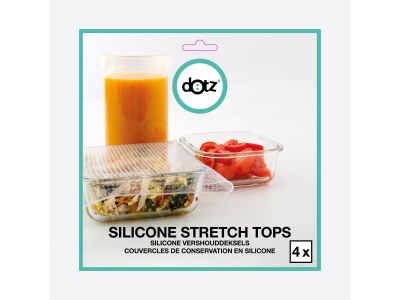 Set van 4 vierkante silicone vershouddeksels 9.5, 14, 19 en 25cm