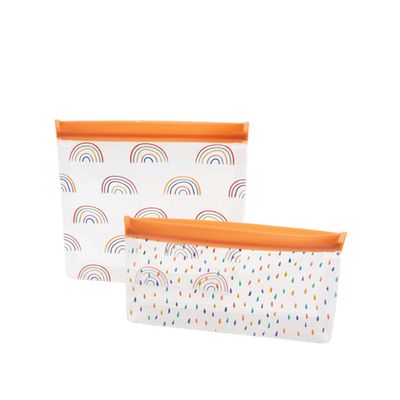 Set de 2 sacs ziplock réutilisables avec fond en Peva orange  Dotz