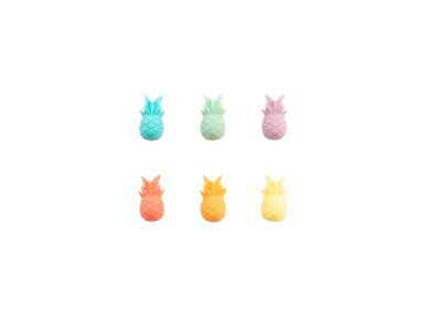 set van 6 glasmarkers uit silicone ananas