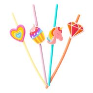 set de 4 pailles en silicone multicolore 21.5 cm 