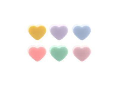 Set van 6 glasmarkers uit silicone multicolor hart