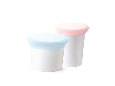 set van 2 vershouddeksels uit silicone blauw en roze Ø 9 & 11.5cm