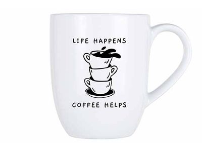 Cosy Mug 53cl Life Happens- Coffee Helps  D9,8xh11,9cm