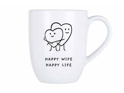 Cosy Mug 53cl Happy Wife - Happy Life D9,8xh11,9cm