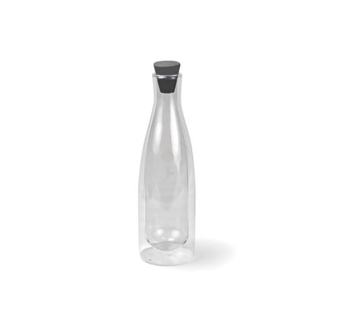 Drop dubbelwandige fles uit borosilicaatglas met silicone dop zwart 1L  Cookut