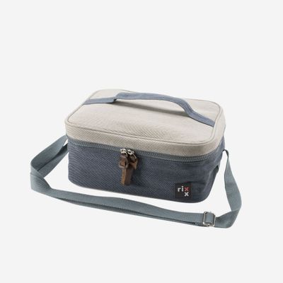 Sac isotherme rectangulaire avec sangle bleu foncé et gris 27x21x12cm  Rixx