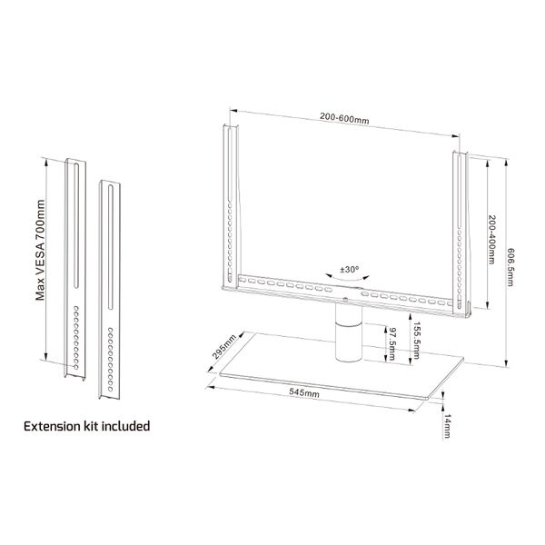 Cavus Universele draaibare TV voet geschikt voor 42-60 Inch TV’s 