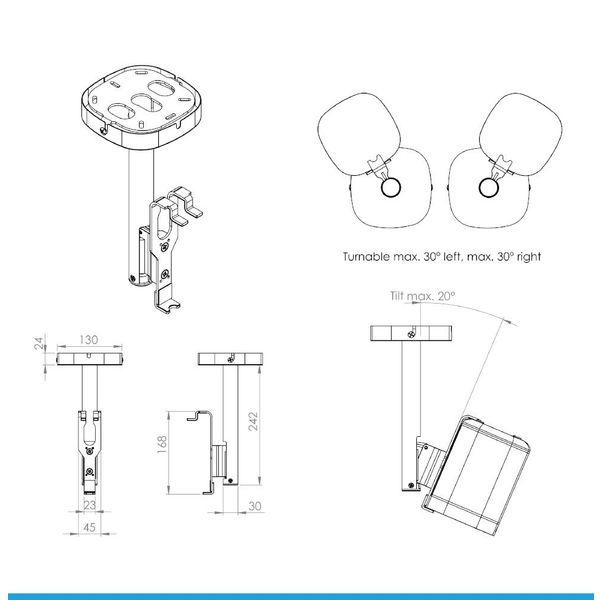 Cavus Plafondbeugel voor Sonos One ONE / SL Wit