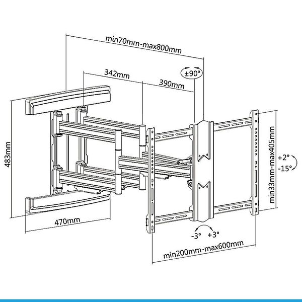 Cavus WME602 Full Motion Heavy Duty Tv Muurbeugel XL