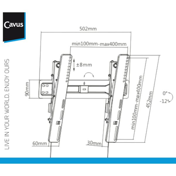 Cavus WMT205 Premium 12° Tilt Tv Muurbeugel