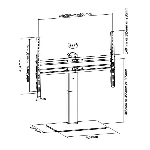 Cavus Draaibare TV voet Basic Universeel voor 37-60inch