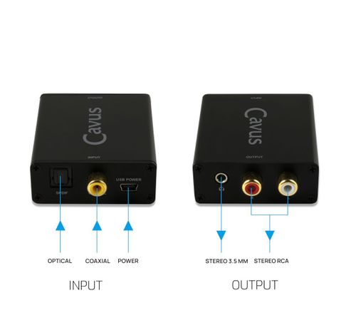 Audio Converter - Toslink/Coaxiaal naar RCA & 3.5mm  Cavus