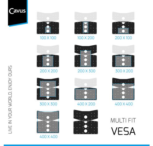 Vloerstandaard SPHERE zwart 100 cm MULTIFIT VESA 100x100 tot 400x400  Cavus