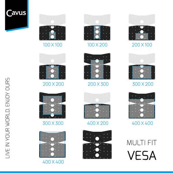 Cavus Vloerstandaard SPHERE zwart 100 cm MULTIFIT VESA 100x100 tot 400x400