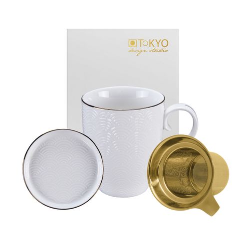 Nippon White Mugset + Golden Filter, Wave, 380ml, giftbox  Tokyo Design Studio