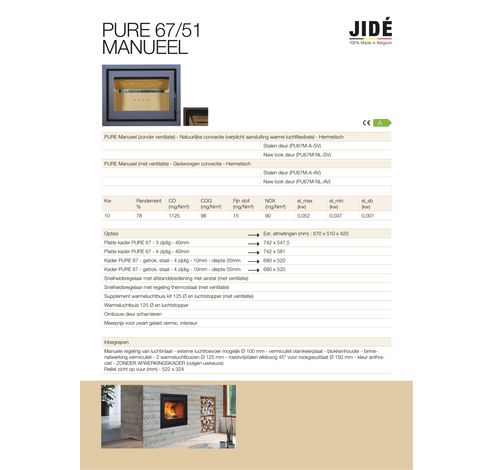 Pure 67/51 Manueel new look deur - Met ventilatie  Jide