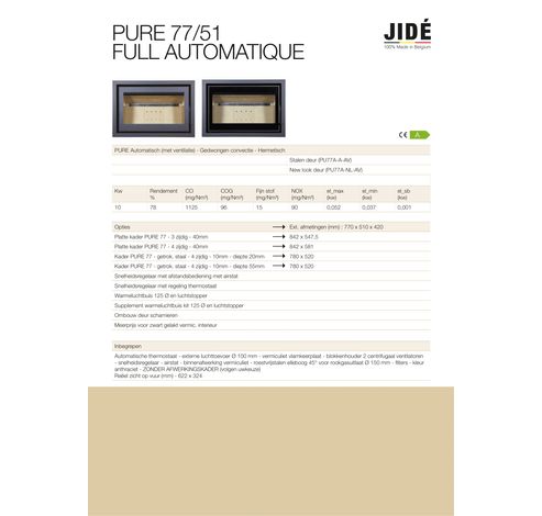 Pure 77/51 full auto staal deur - Met ventilatie  Jide