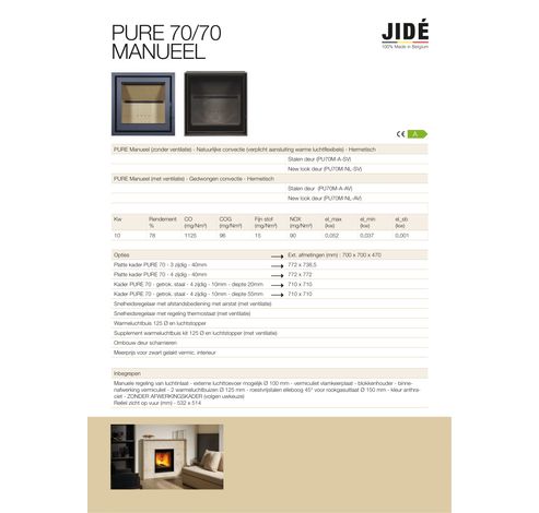 Pure 70/70 Manueel new look deur - Met ventilatie  Jide