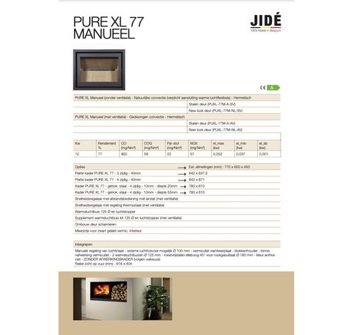 Vrijstaande opstelling Pure 77 new look woodbox  Jide