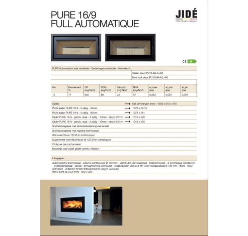 Vrijstaande opstelling Pure 16/9 staal deur woodbox  Jide