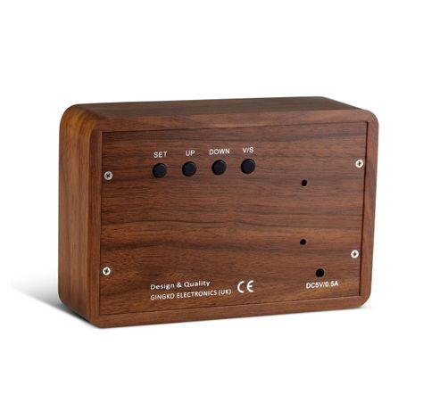 Brick Click Clock Walnut / LED Red  Gingko