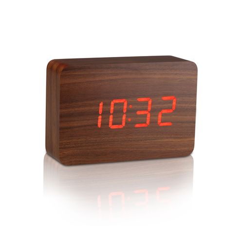 Brick Click Clock Walnut / LED Red  Gingko