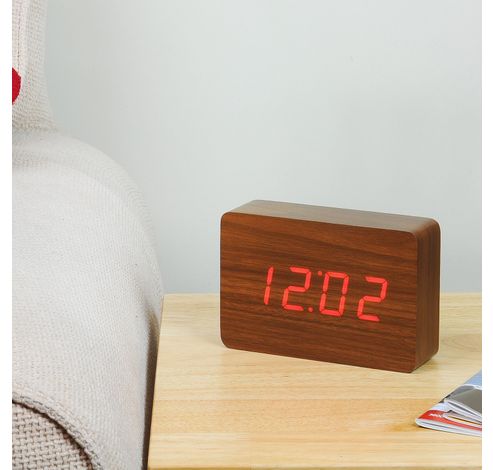 Brick Click Clock Walnut / LED Red  Gingko