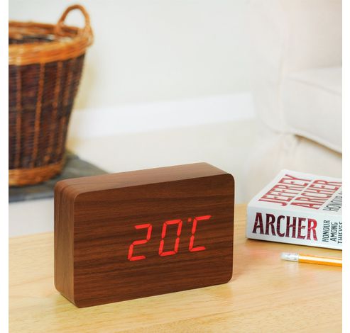 Brick Click Clock Walnut / LED Red  Gingko