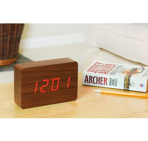 Brick Click Clock Walnut / LED Red  Gingko