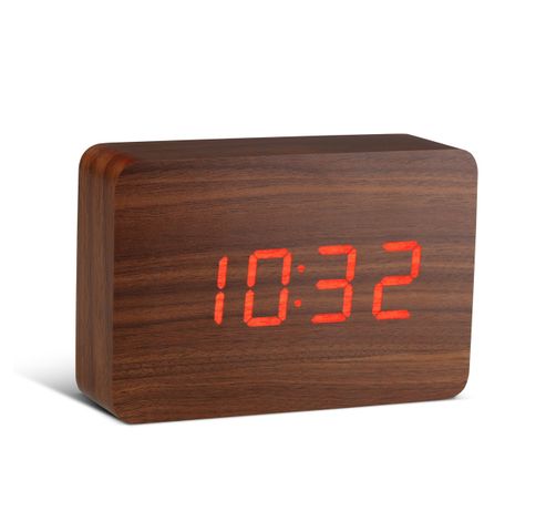 Brick Click Clock Walnut / LED Red  Gingko