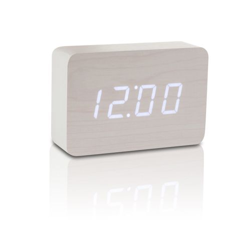 Brick Click Clock White / LED White  Gingko