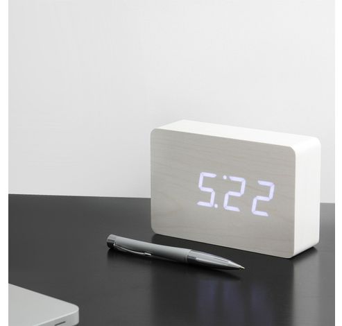 Brick Click Clock White / LED White  Gingko